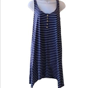 Lilly Pulitzer Dress Pima Cotton Sharkbite Hem Tunic Pinstripe Racerback XS